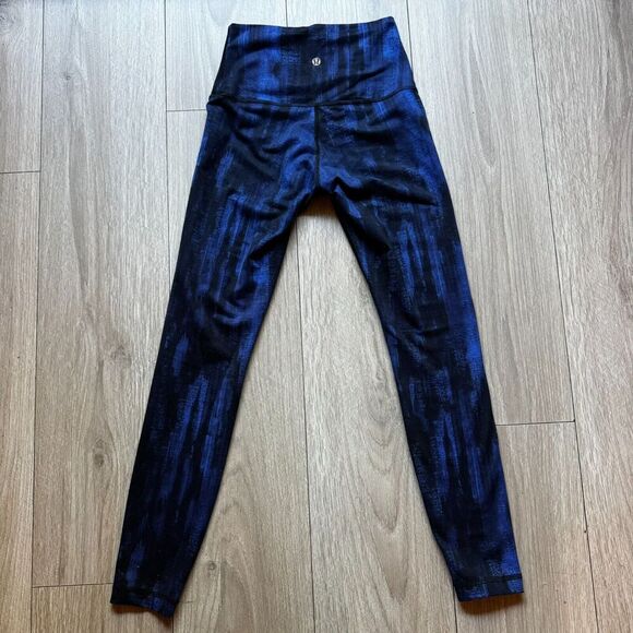 Lululemon Wunder Under Pant Nightsky Harbor Blue Black Full-On Luon Roll Down 6 - Picture 6 of 10